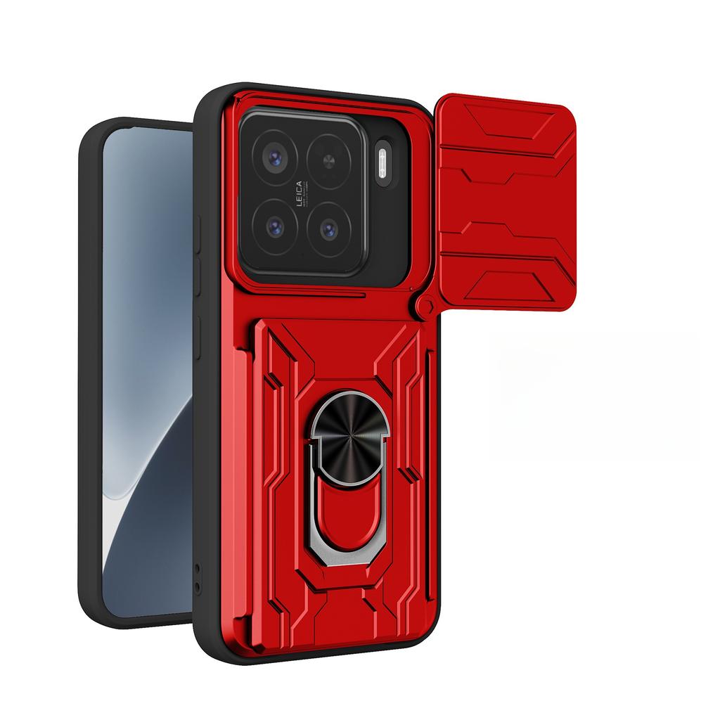 For Xiaomi 15 Case Camera Rotation Slide Card Slot Rotation Car Magnetic Ring Phone Case Protective Cover