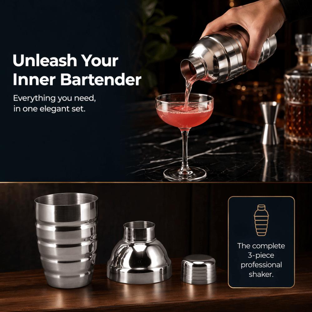 Stainless Steel Cocktail Shaker Built-In Filter Bartending Shaker Durable Bar Mixer Shaker Bar