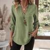 Spring/Summer Imported New Style Women's Shirt Casual Loose Oversized V-Neck Solid Color Blouse