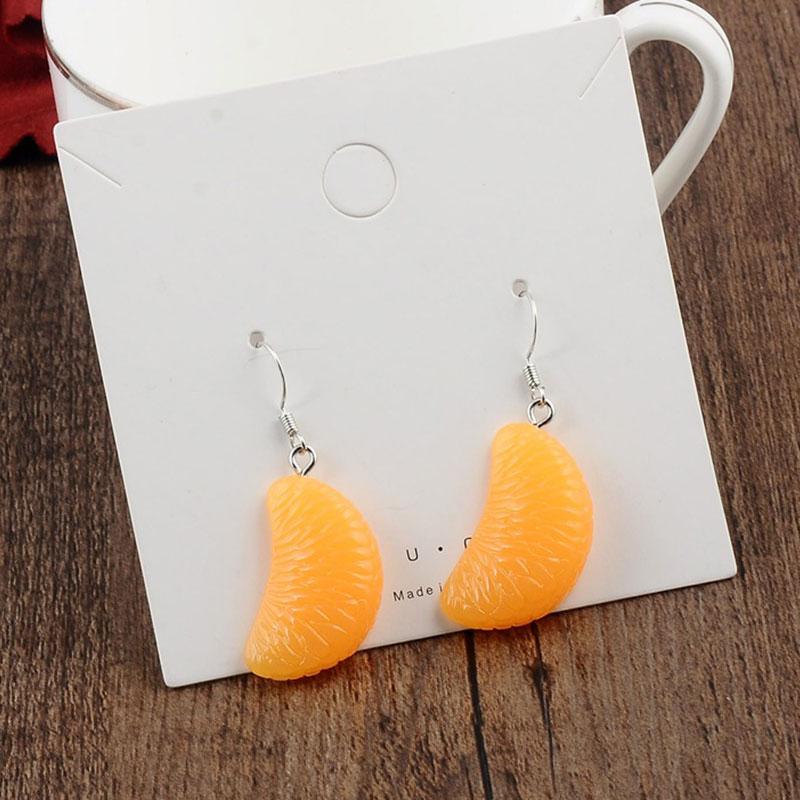 Boucles d'oreilles pendantes Orange pour femmes, 1 paire, Design Simple, doux, drôle, fruits pelés, goutte d'eau, bijoux de fête, vente en gros