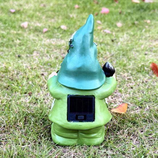 Garden Gnome Statue Outdoor Gnome Sculpture with Solar Lights Resin Gnome Holding Telescope Decoration for Lawn Yard Patio