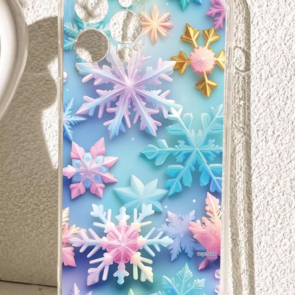Vibrant Snowflake Anti-drop Clear Case for iPhone 14/15/16/17 Promax Series