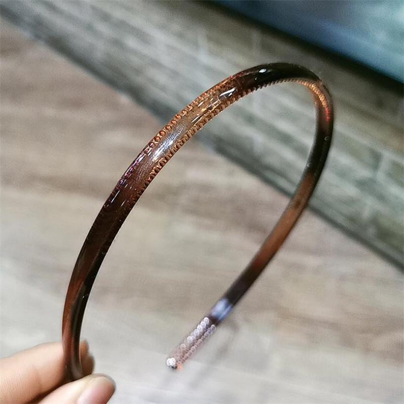 Women Classic Black Brown Plastic Headbands Thin Plain Matt Bright Color Hairbands Non-slip Hair Hoop For Daily Wear