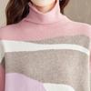 Srcr Damen Relaxed Fit Reiner Wolle Rollkragen Colorblock Pullover