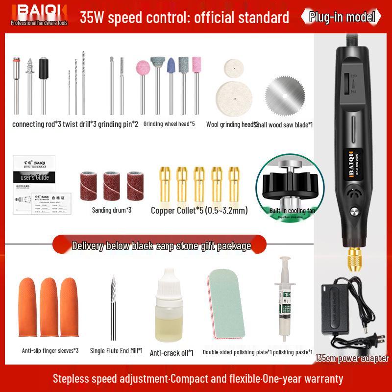 Electric Handheld Polisher & Grinder Set for Wood Carving and Stone Scraping