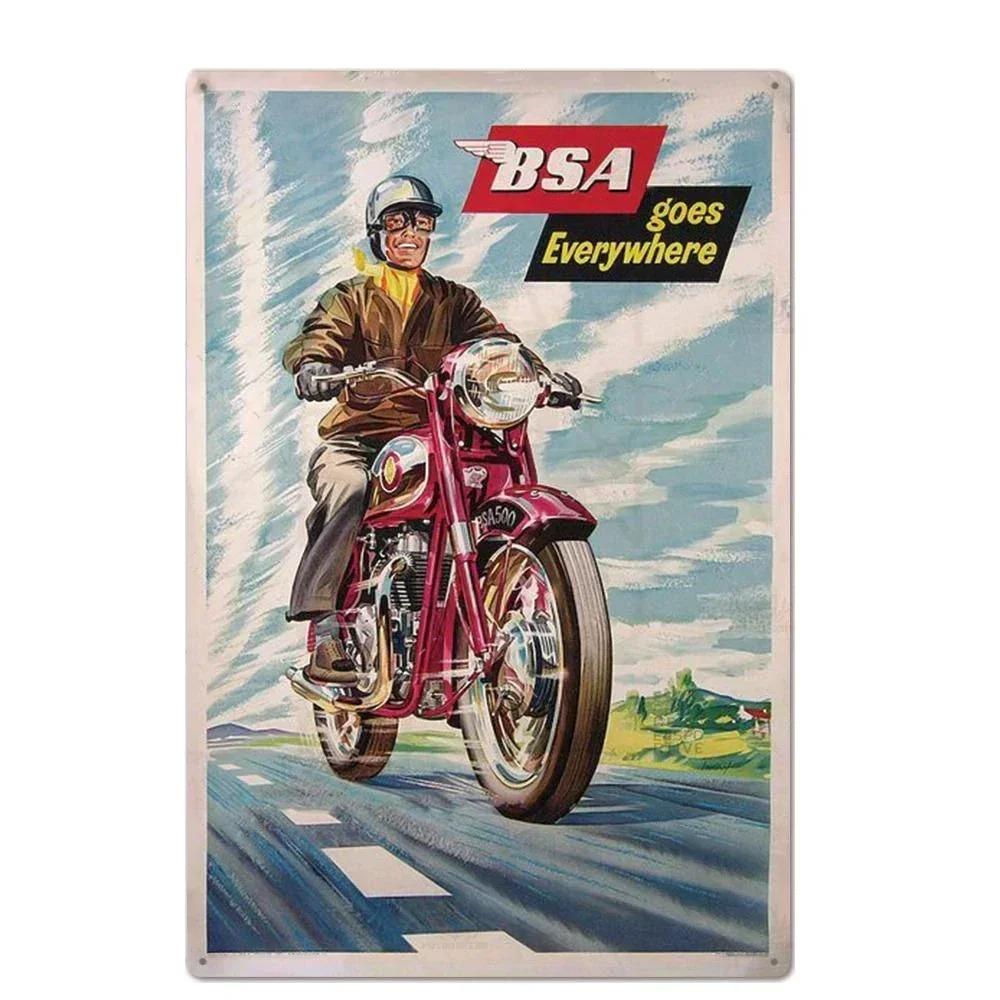 Signs Vintage Shabby Metal Tin Sign Motorcycle Rider Poster Art Tinplate Plaques Garage Motor Club Decor Painting Art Wall Plate
