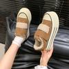Muffin Thick-soled Matte Imitation Cowhide Velvet Lamb Wool Velcro Casual Board Shoes 2025 Fashion Versatile Sports Shoes