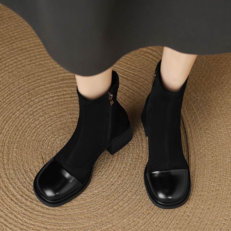 Krazing Pot Flock Winter Round Toe Modern Platform Size 33 Boots Size 43 Women Fashion British School Elastic Ankle Boots