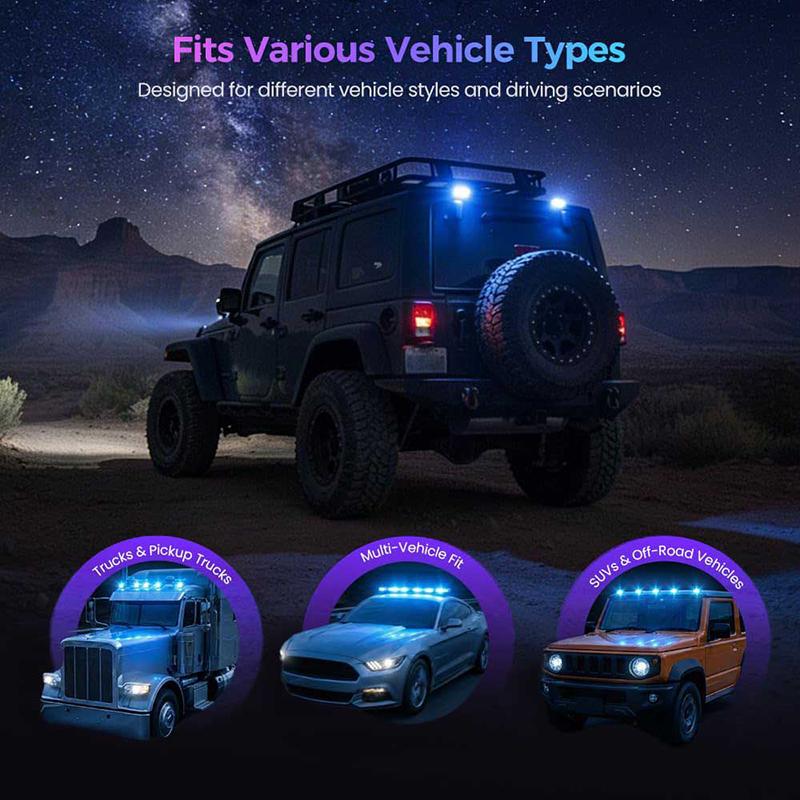 Luce Stroboscopica RGB per Tetto Auto Solare, Luci Solari per Cabina per Camion, Luci Segnalazione LED per Tetto Senza Fili Senza Foratura