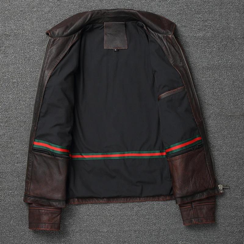Chinese Size Men Cowhide Coat Vintage Men Leather Jacket Genuine Leather Clothes Men's Winter Jacket Motorcycle Biker Jackets