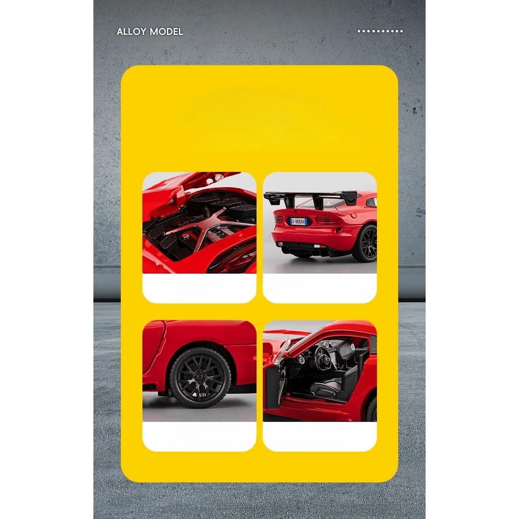 1/32 Scale Alloy Dodge Viper Sports Car Model American Muscle Car Simulation Toy Vehicle Boy's Toy Car Collection Miniature