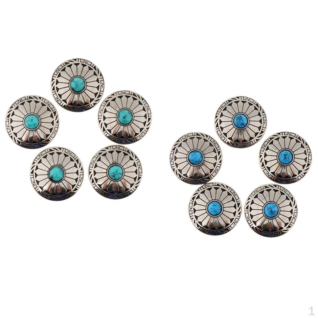 

10 штук круглых цветочных бирюзовых пуговиц для сумки, кошелька, седла