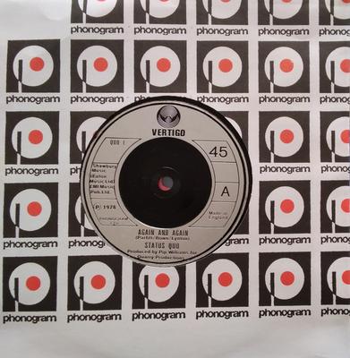 7inch Record STATUS QUO  Again And Again QUO1 VERTIGO 1978 UK Rock Used
