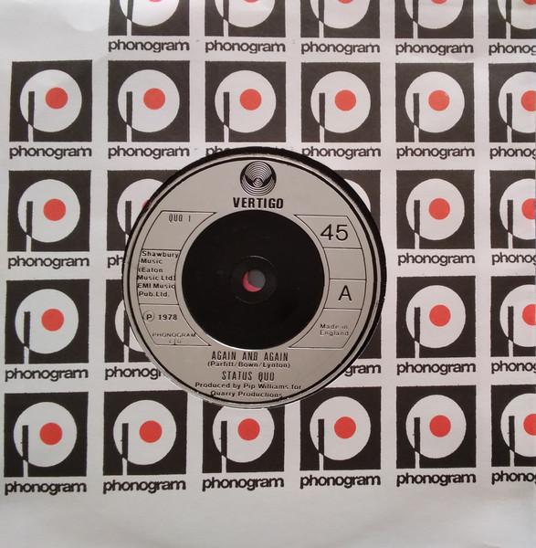 

7inch Record STATUS QUO Again And Again QUO1 VERTIGO 1978 UK Rock Used