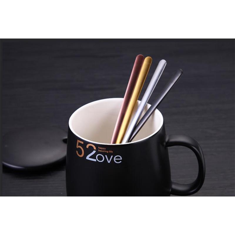 Cap pătrat din oțel inoxidabil cu mâner lung pentru amestecare cu gheață linguriță de ceai pentru vesela de bar