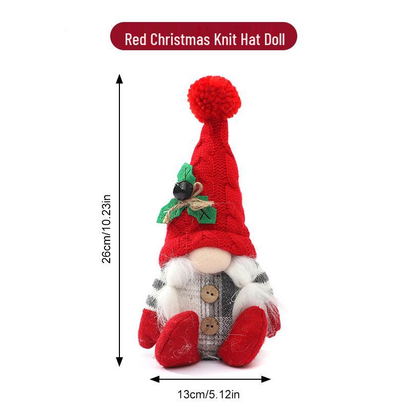 High-end Knitted Christmas Gnome Plush Ornament with Pointed Hat