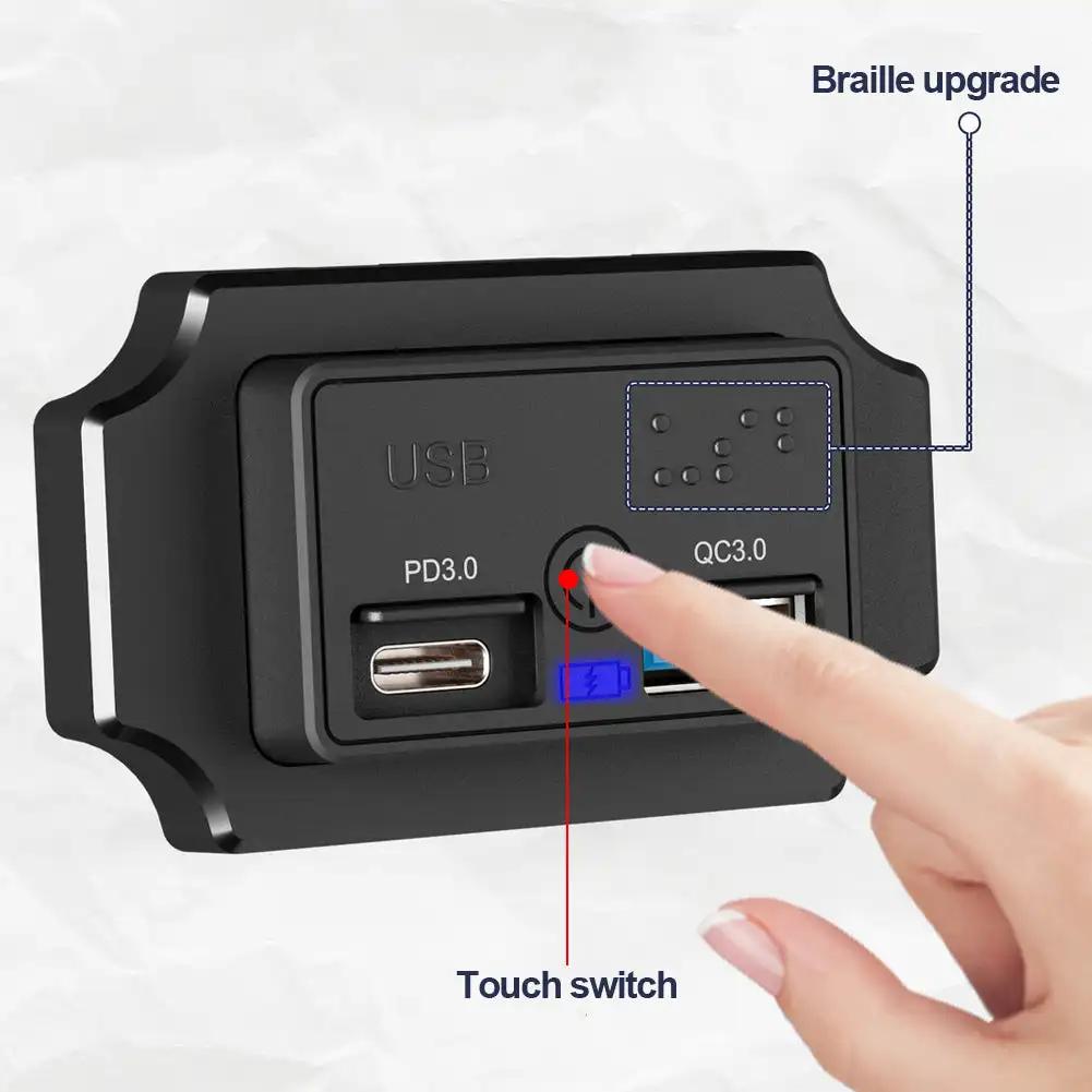 12V-24V Auto QC 3.0 USB PD Typ C Schnellladebuchse mit Berührungsschalter Steckdose Schnellladung für Motorrad Wohnmobil Boot