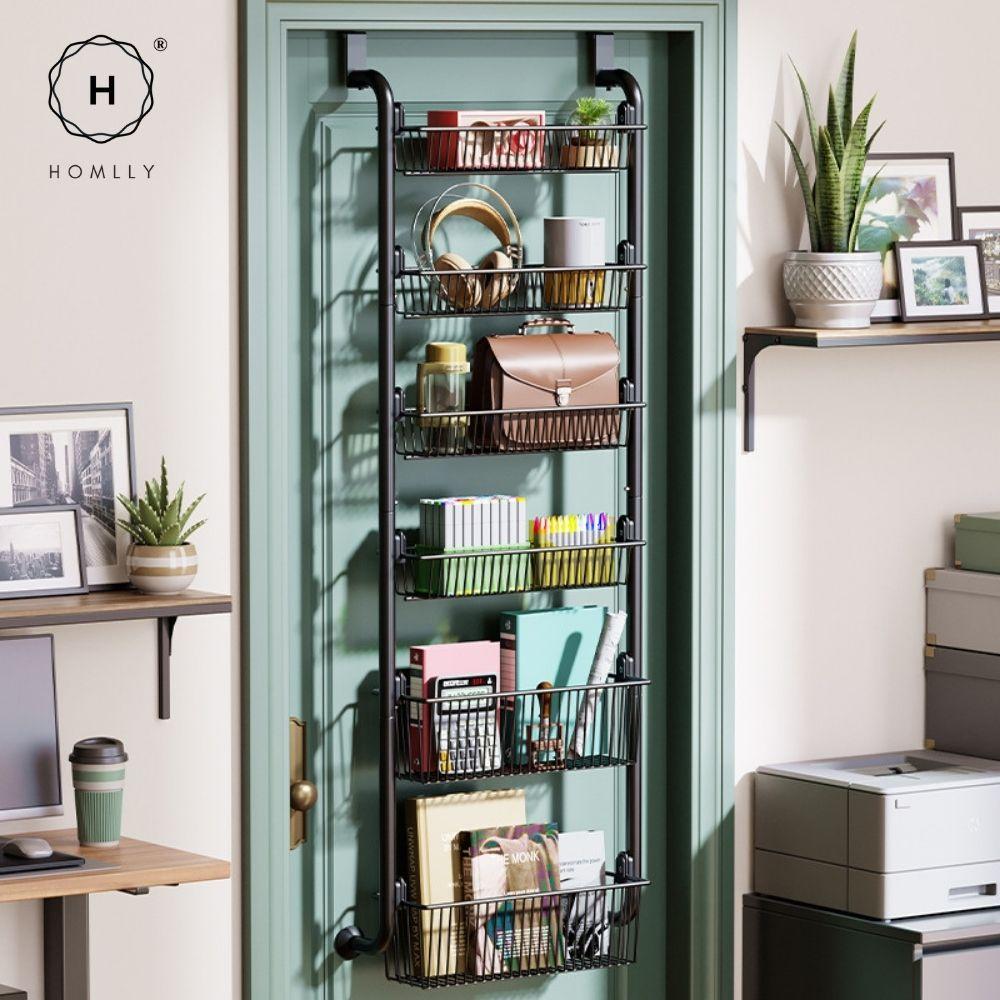 Homlly Over the Door 4/5/6 Tier Pantry Kitchen Bathroom Organizer and Storage Rack with Full Basket