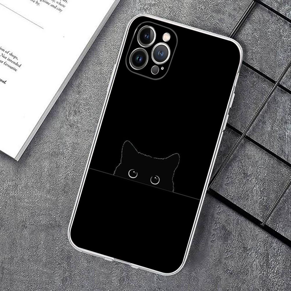 Cute Cat Line Phone Case For iPhone 15 14 11 12 13 Mini Pro XS Max Cover 6 7 8 Plus X XR SE 2020 Funda Shell