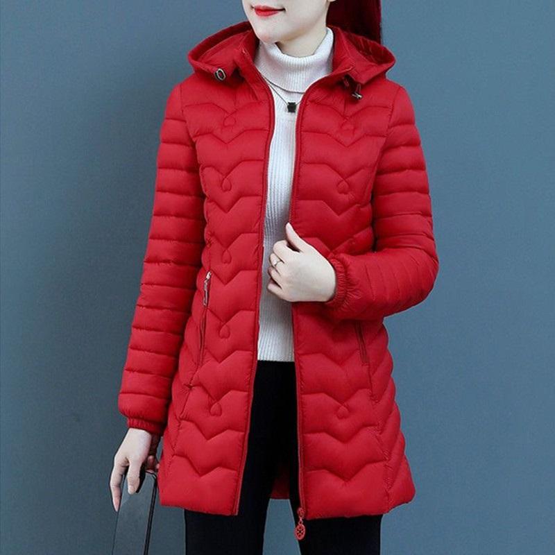 Winter Down Cotton Jacket Thick Warm Parkas Women Hooded Coat Long Sleeve Casual Overcoat Cotton-Padded Jacket Female Outerwear