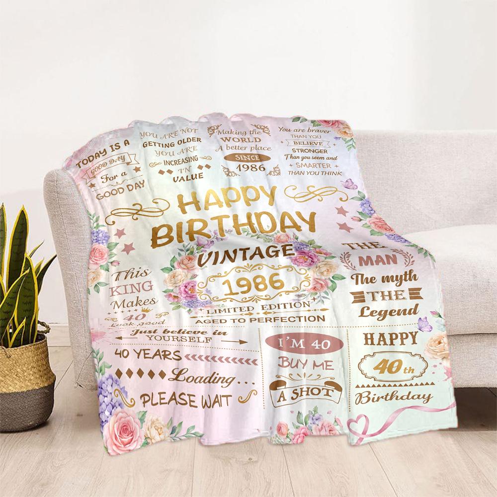 Vintage Birthday Celebration Flannel Blanket-Soft and Suitable for Sofas,Beds,Offices,Travel,All Seasons,Great Gift for Holidays and Birthdays.
