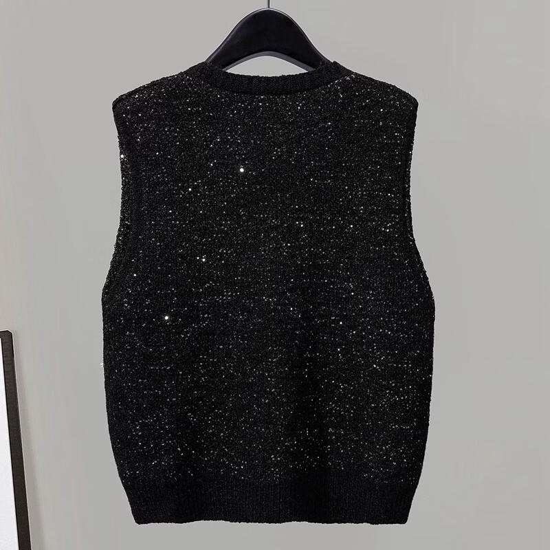Women's French Style V-Neck Beaded Knit Vest