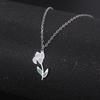12 Birth Months Flower Necklace Stainless Steel White Green Enamel Daisy Rose Cosmos Pendant Neck Chains Birthday Gift