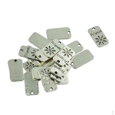 20 Pieces Alloy Rectangle Flower Pendants Charms Findings for DIY Jewelry Making
