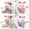 Knitting Children Plush Beanie Cloth Accessories Solid Neckerchief Cute Scarf Hat Set  Girls