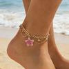 Adjustable Oil-Dripped Foot Chain Bohemian Style Beach Jewelry Flower Pendant Anklet  Vacation