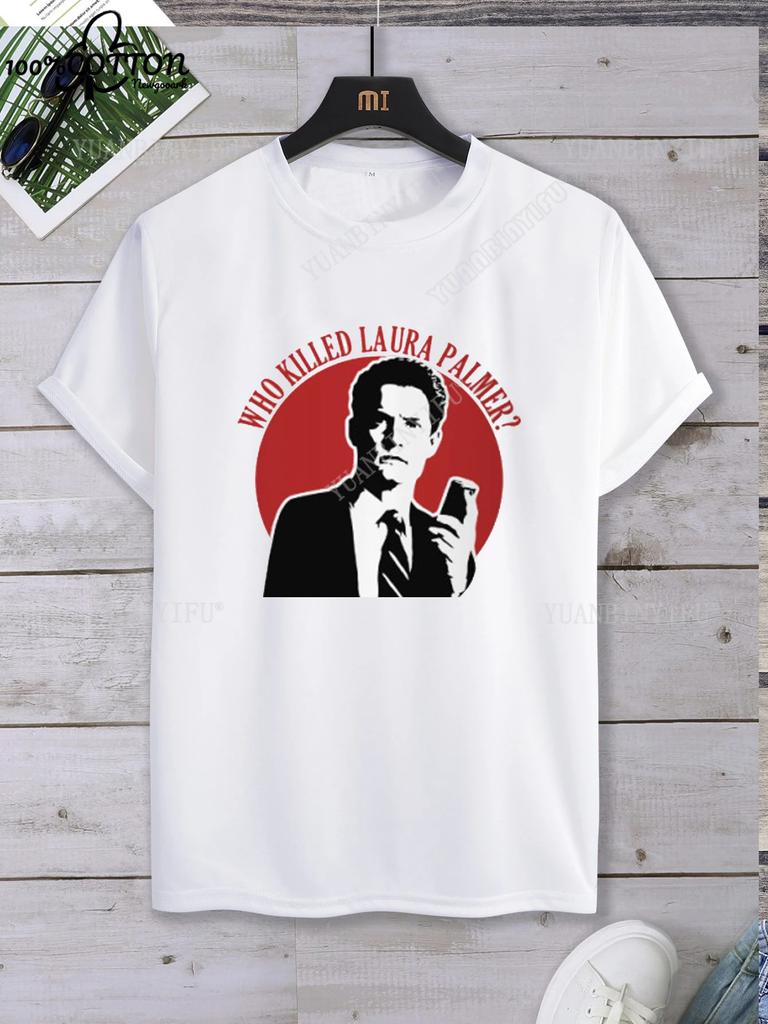 Classic Harajuku Twin Peaks Printed Unisex Cotton Shirt Loose T-shirt Top Short Sleeve O-neck Street Fashion Hot Product