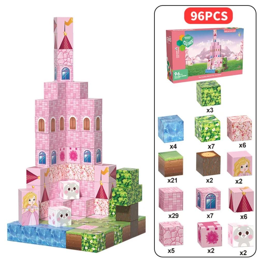 Magnetic Building Blocks Princess Castle Garden STEM Montessori Sensory Magnet Constrction Cubes for Toddler Kids Toy