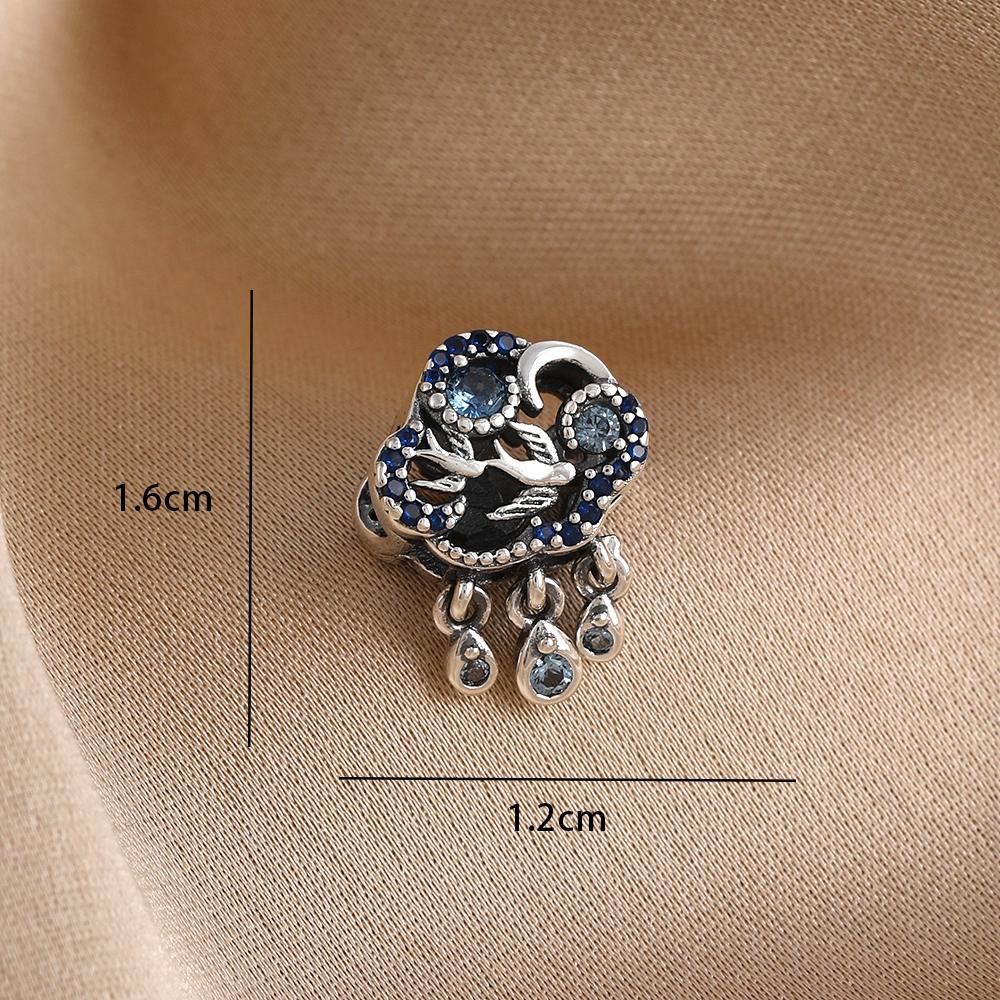 Blue 925 Silver Dolphin Octopus Turtle Swallow Pendant Bead, Suitable for European Bracelet DIY Women's Jewelry Accessories