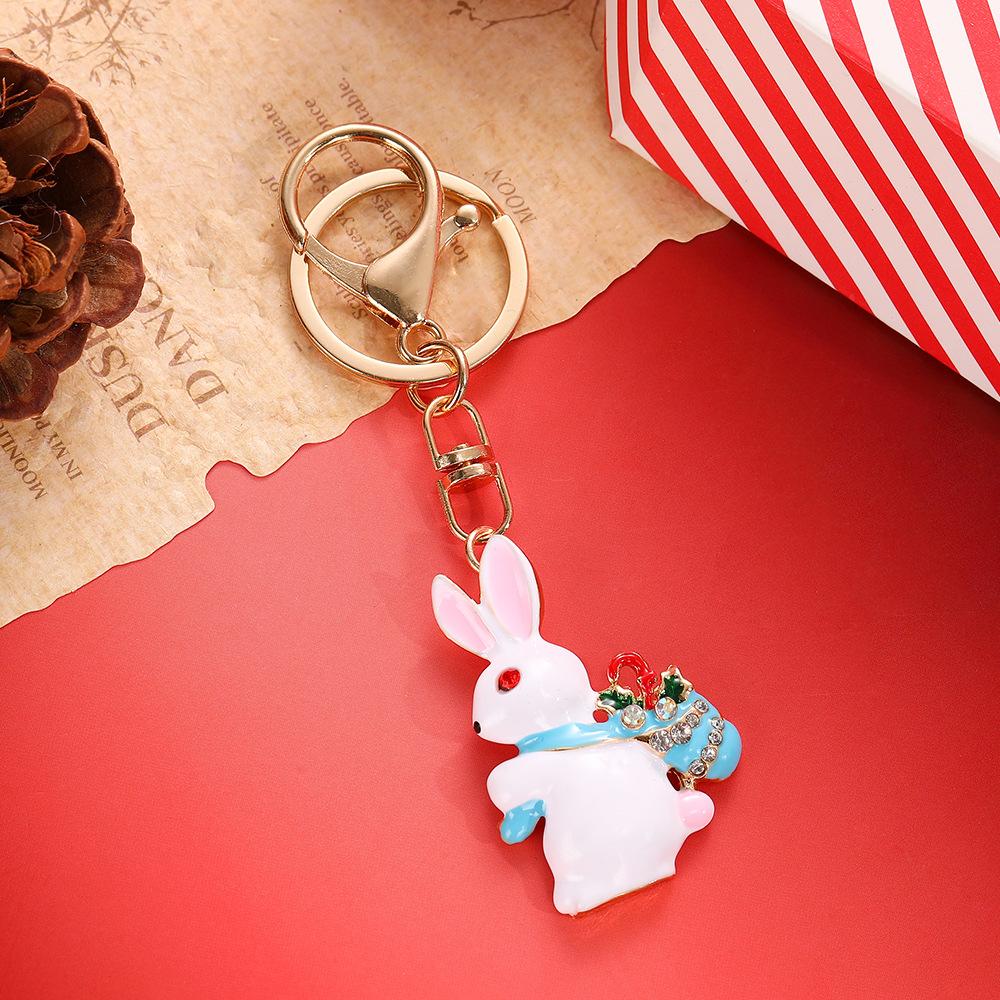 New Christmas Themed Rhinestone Keychain Snowman Christmas Tree Sock Bunny Pendant Car Keychains Jewelry Accessory 2026 Gifts