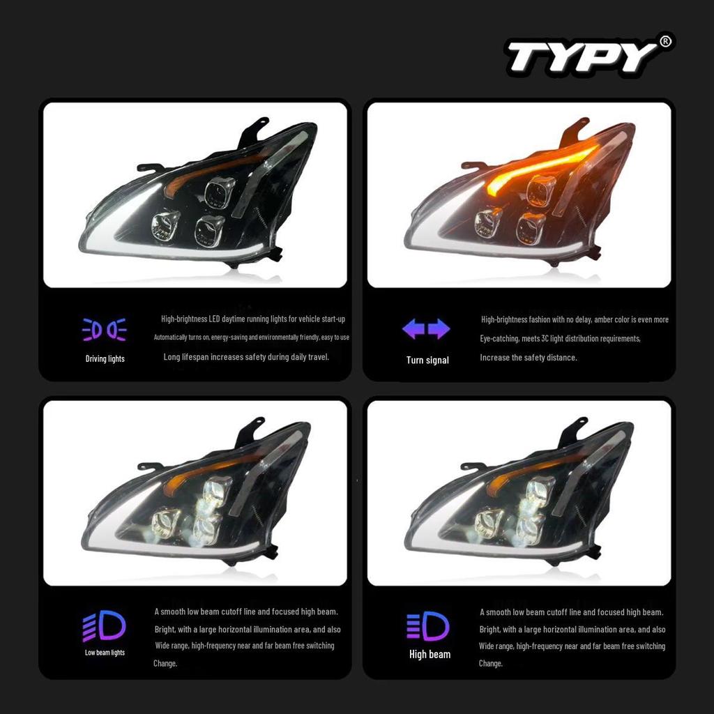 LED Lens Kit with Daytime Running Lights & Dynamic Turn Signals for 2004-2008 Lexus RX Retrofit