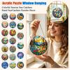 Rundes Buntglasfenster Hängender Suncatcher Puzzle Ornament für Garten Küche Wintergarten Heimdekoration mit Kette