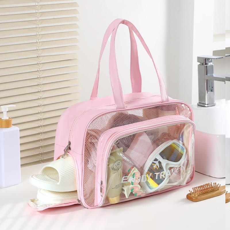 Wet And Dry Separation Fitness Wash Bag Waterproof Travel Bag Swimming Storage Bag Pu Handheld Portable Cosmetic Bag