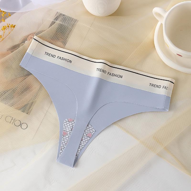 Plus Size Seamless Low-Rise Ice Silk Thong: Sexy, Antibacterial, Cotton Crotch Women's Underwear