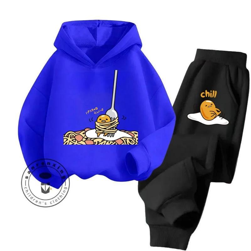 

Набір худі з мультфільмом Gudetama Super Cute Pure Cotton Soft Texture підходить для дітей 3-14 років, Kawaii Home Travel Clothing 110