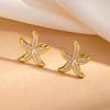 Starfish Enamel Titanium Steel Stud Earrings - Beach Ocean Style for Women, European-Inspired Stainless Steel Ear Ornaments