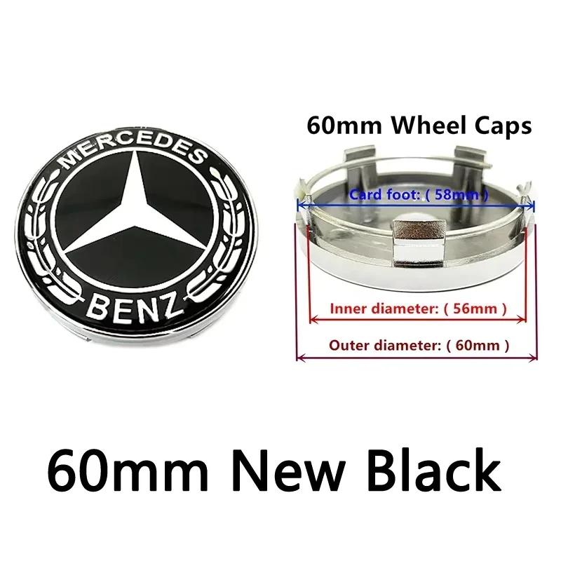 4pcs 56mm 60mm 68mm 75mm For Benz Car Wheel Center Hub Caps Rim Cover A180 A200 B180 B200 E200 W220 W213 W210 W164 Badge Emblem  KL1