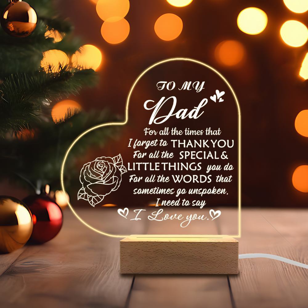 

1PC Acrylic Luminous Ornament Photography Accessories, USB Base, Dad Gift, I Love You Figurines Plastic чистый