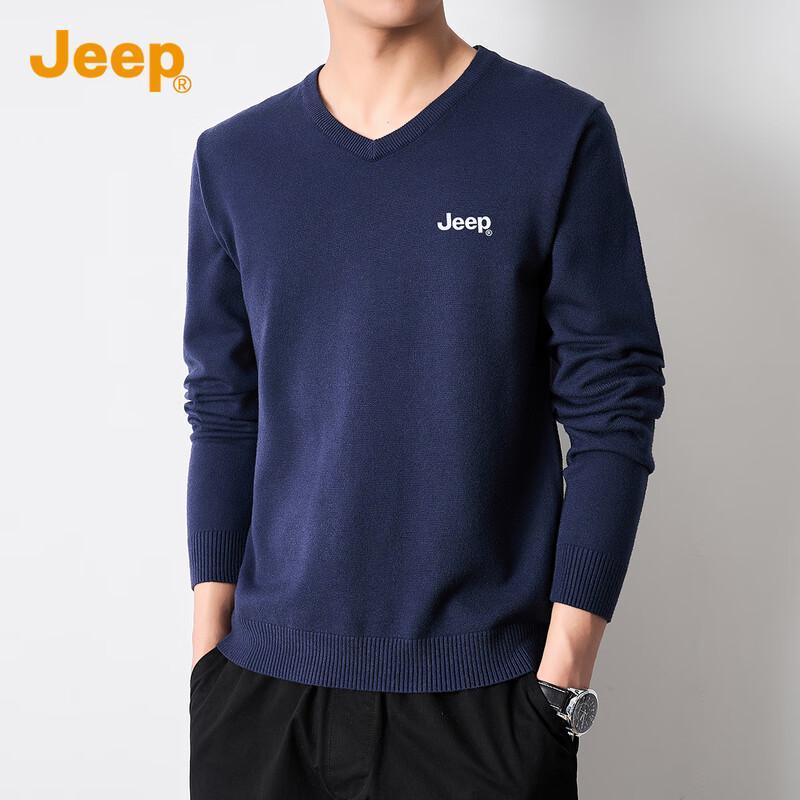 JEEP Men's V-Neck Casual Knit Sweater