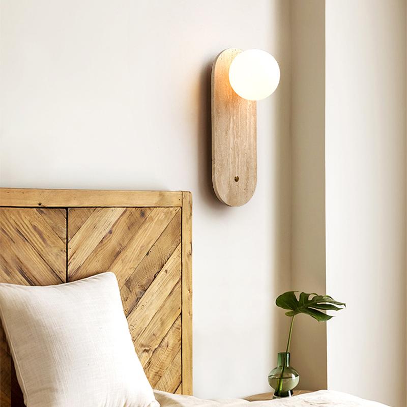 Bedside Balcony Corridor Yellow Cave Stone Decorative Wall Lamp Japanese wabi-Sabi Wind Round Wall Lamp Bedroom Living Room Porc