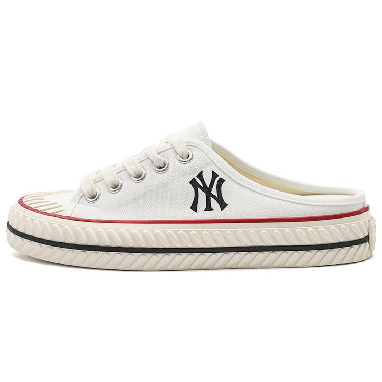 

New MLB Playball Mule Wear Resistant Low Top Canvas Shoes Unisex White 3AMUUA11N-50WHS 41