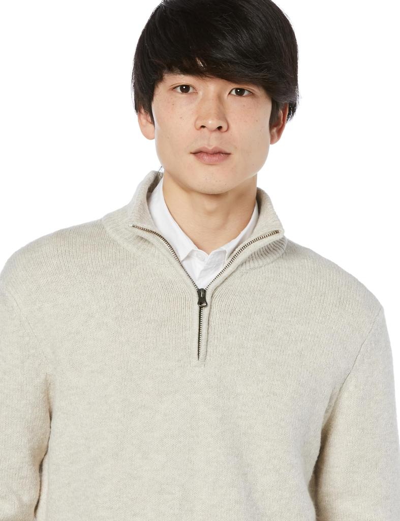 Amazon Essentials Men's Quarter-Zip Soft Touch Long Sleeve Sweater, Off-White, Size XL