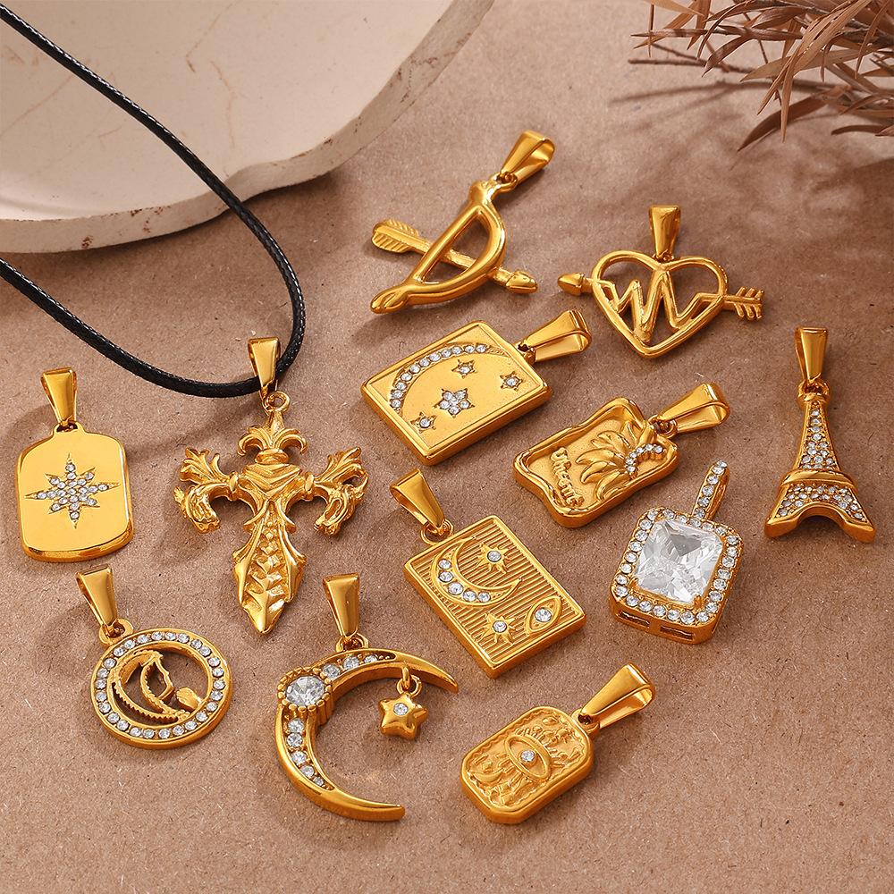 Yori 2Pcs Heart Star Moon Eiffel Tower Cross Elements Making Earrings Necklace Bracelet Jewelry Material Making Accessories