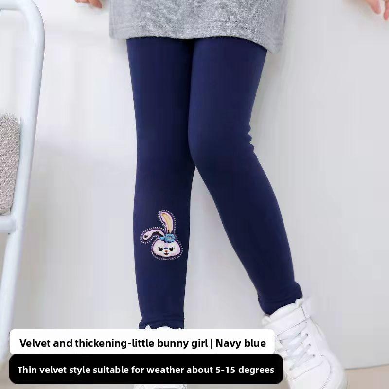 Mädchen Leggings Herbst Winter Plus Samt Hosen Cartoon Mädchen Druck Kinder Warme Hosen