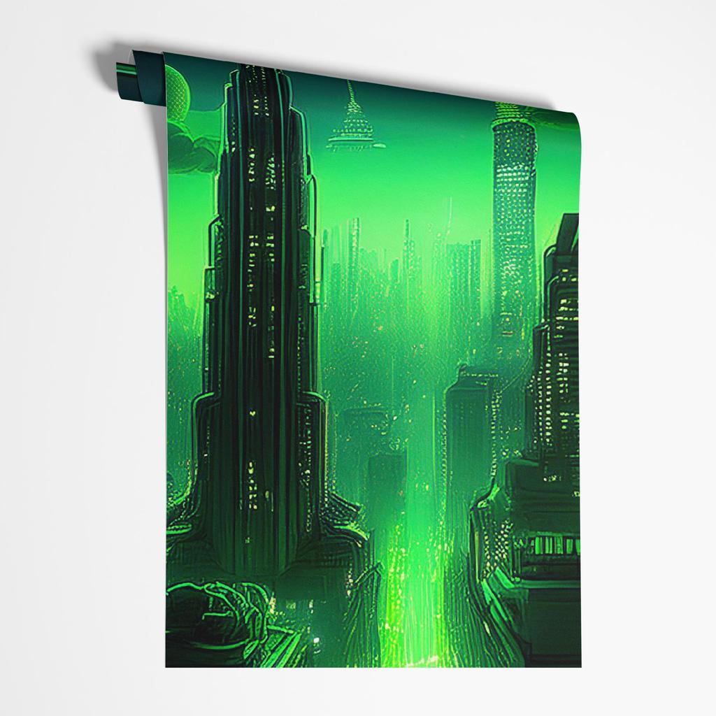 Hintergrundbild Fensterblick Futuristische Stadt