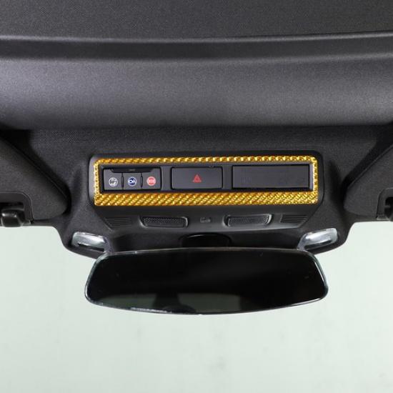 Gelber Kohlefaser-Warnlichtschalter-Rahmen-Aufkleber für Corvette C8 -25